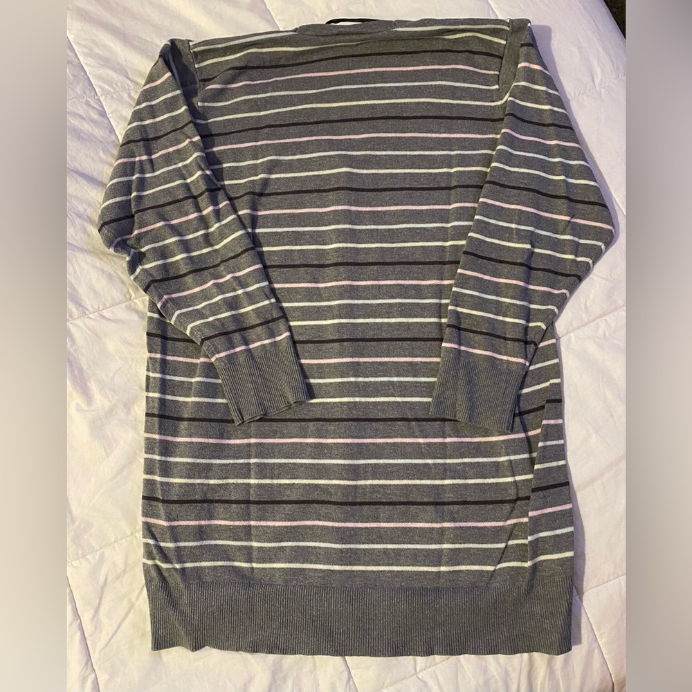 Torrid Gray Striped Cardigan Sweater - Picture 2 of 4
